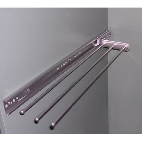 Handdoekhouder uittrekbaar metaal  500 mm met 3 armen zilver