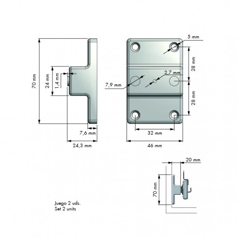 Afstandshouders ( 2stuks) voor schoenenrek SHC390