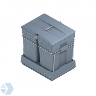 Uittrekbare inbouw afvalbak 2x30 liter extra zwaar