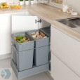 Inbouw afvalbak 2x30 liter extra zwaar
