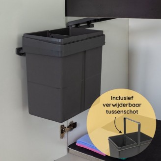 Afvalbak inbouw 20 liter antraciet (of 2x10 liter)