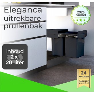 Uittrekbare inbouw afvalbak 2x20 liter