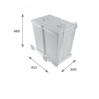 Uittrekbare inbouw afvalbak 2x24 liter