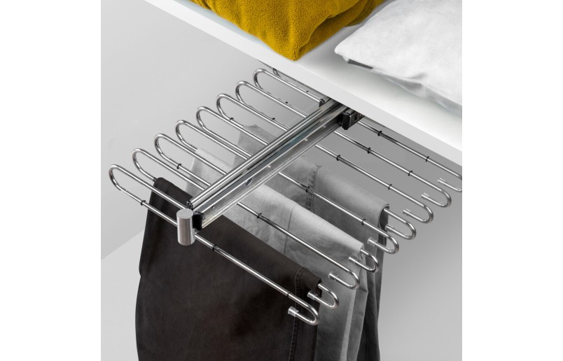 Chrome pull-out trouser rack for 11 pairs of pants - BRET11AS