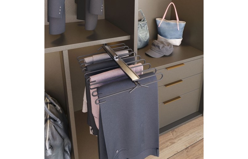 Pull-out trouser rack anthracite for 11 pants