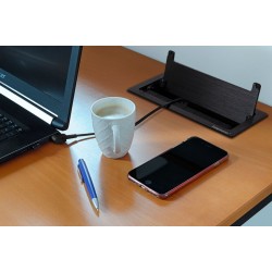 Desk socket black with 3 outlets and 2 USB ports
