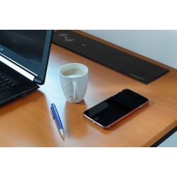 Desk socket black with 2 outlets, 2 USB ports, 2 internet connection and wireless charger 