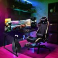 Gaminig desk Neon straight model with corner extension black