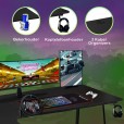 Gaminig desk Neon straight model with corner extension black