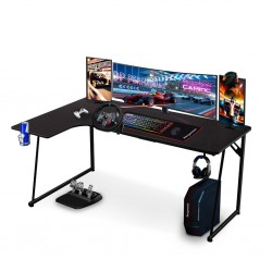 Gaminig desk Neon straight model with corner extension black