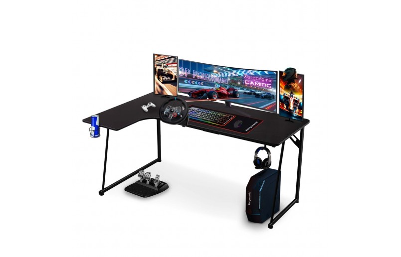 Gaminig desk Neon straight model with corner extension black