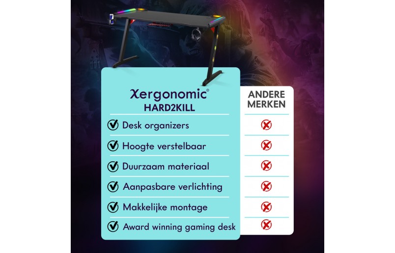 Gaming desk Hard2Kill with lighting