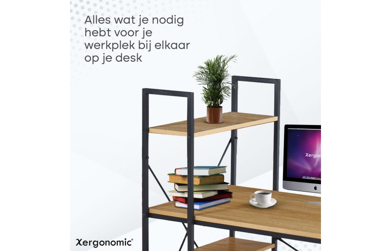 Industrial desk with shelves 120x64x72 cm