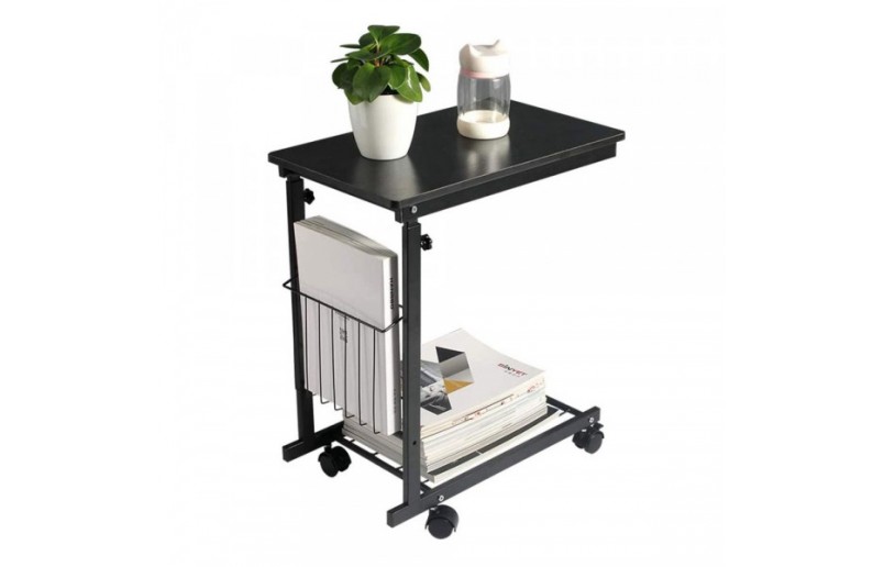 Table d'ordinateur portable noire - table d'appoint réglable et mobile
