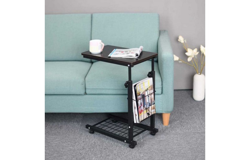 Table d'ordinateur portable noire - table d'appoint réglable et mobile