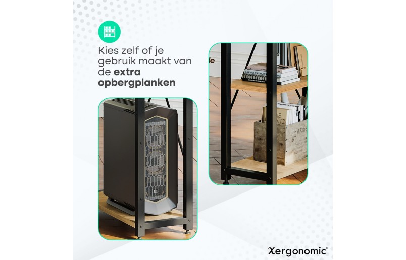 Industrial desk with shelves 120x64x72 cm