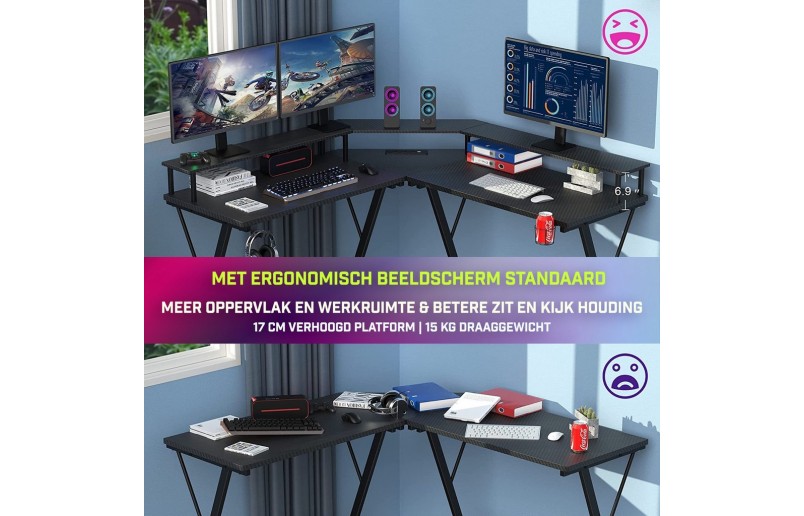 Gaming corner desk Infinity with led lighting