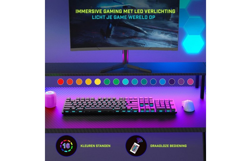 Gaming corner desk Infinity with led lighting