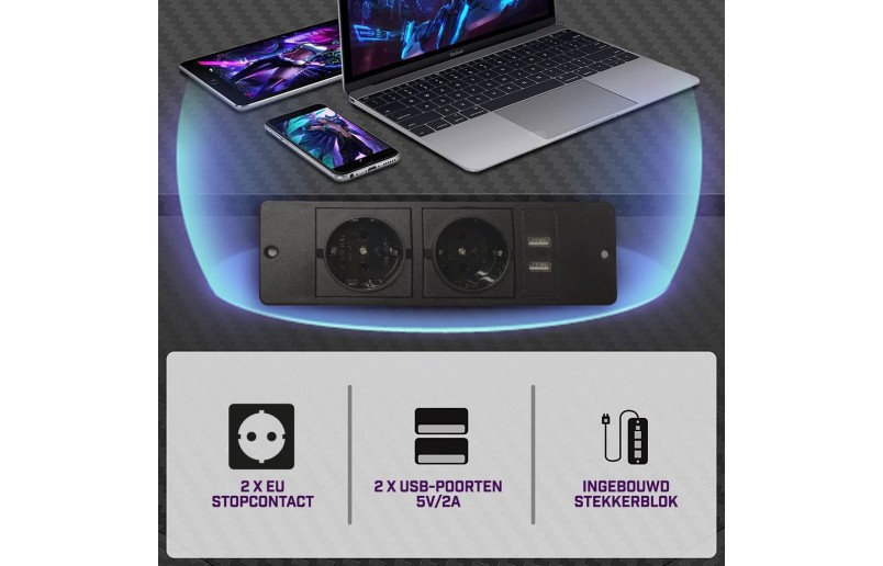 Gaming corner desk Infinity with led lighting