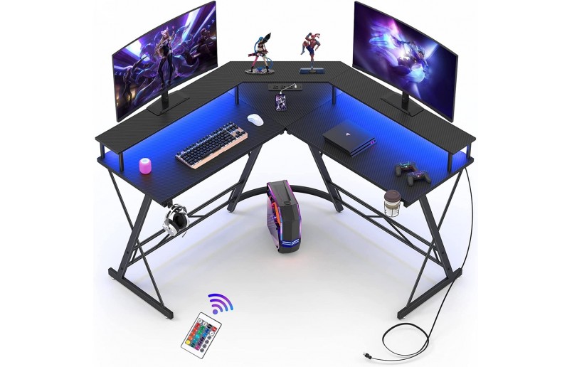 Gaming corner desk Infinity with led lighting