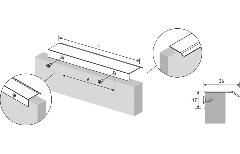 Handle Curve alu white 200 mm