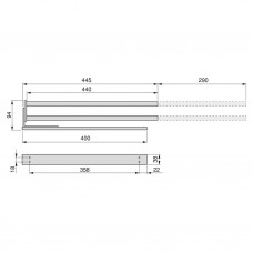meuble bar réglable 1008-1158mm avec mat LED blanc aluminium anodisé