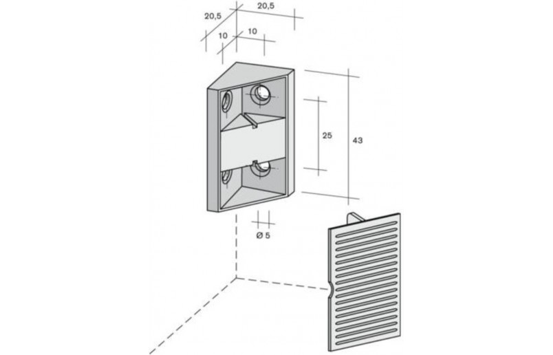 Corner connector white, pack of 25 pieces