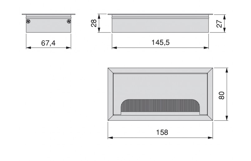 Entrée de câble rectangulaire en aluminium 160x80 mm