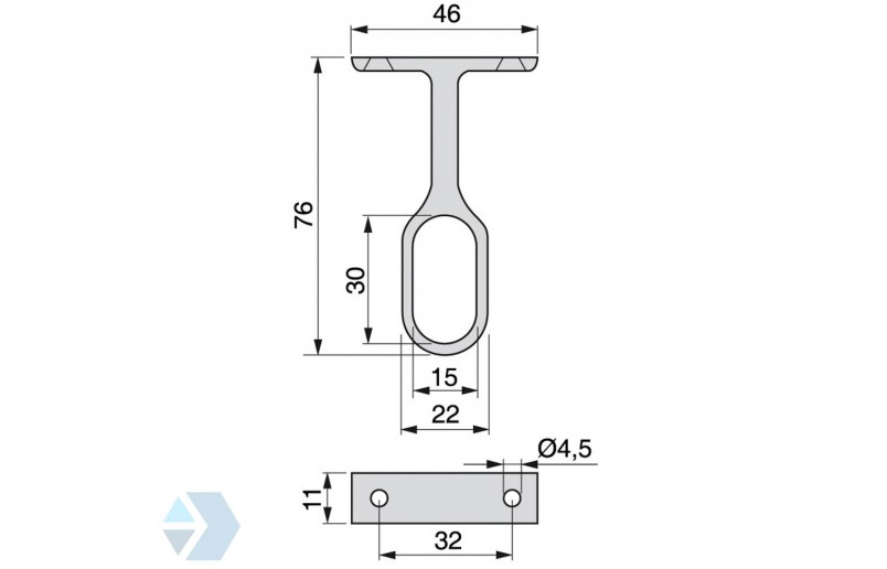 Armoire tube / tige support central ovale