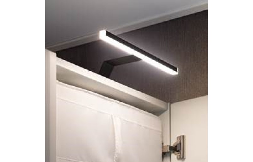 Ultra smart surface-mounted luminaire for cabinets and furniture, color black in set