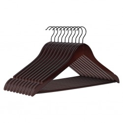 Cintre de qualité A, crochet noir laqué brun foncé 