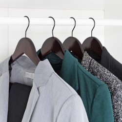 Cintre de qualité A, crochet noir laqué brun foncé 