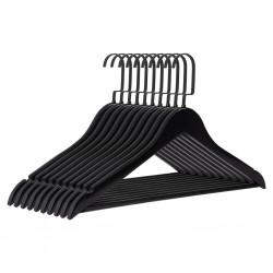 Cintre en bois de qualité A, laqué noir, crochet noir plat 