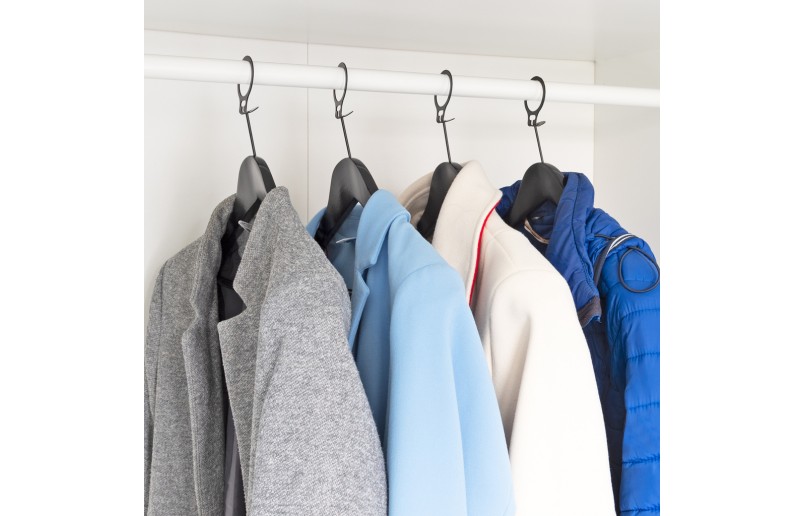 Kledinghanger / hotelhanger lux A kwaliteit, zwart gelakt, anti diefstal ring