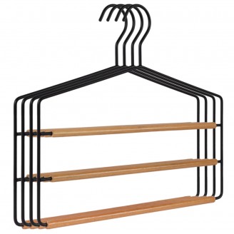 Broekenhanger 3 etages mat zwart met hout Broekenhanger 3 etages mat zwart met hout
