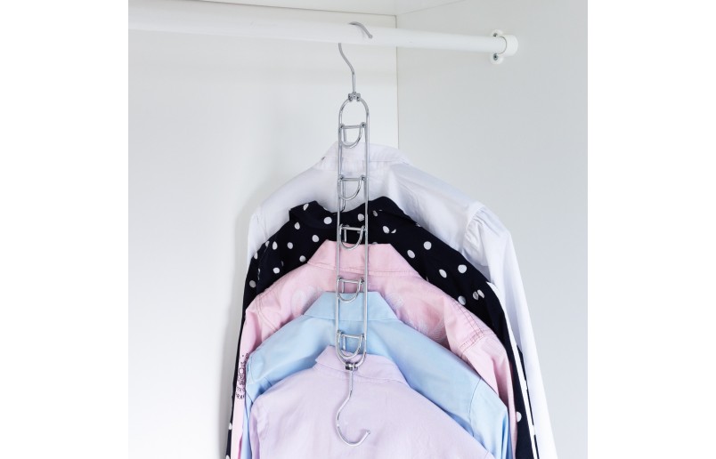 Luxury clothes hanger 5 in 1 chrome metal