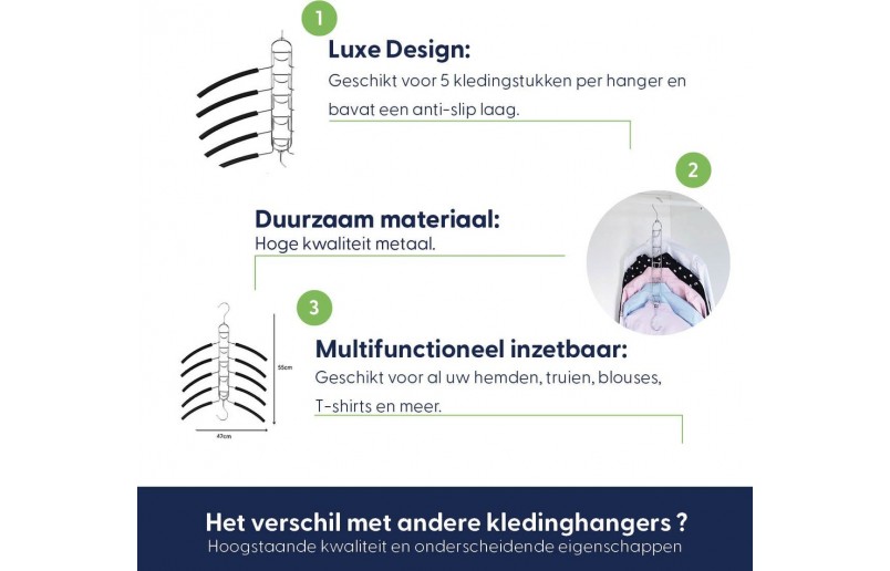 Luxury clothes hanger 5 in 1 chrome metal