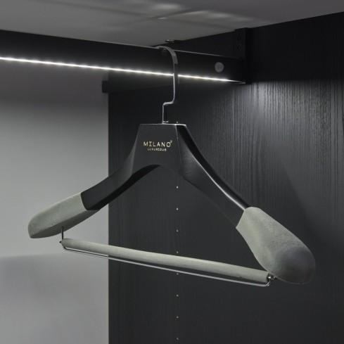 Porte-manteau avec porte-pantalon, crochet chromé plat laqué antique 