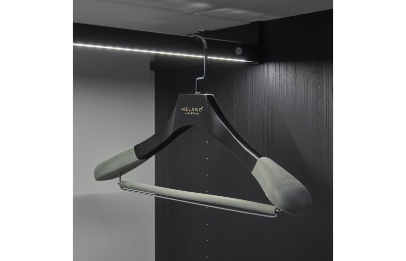 Porte-manteau avec porte-pantalon, crochet chromé plat laqué antique 