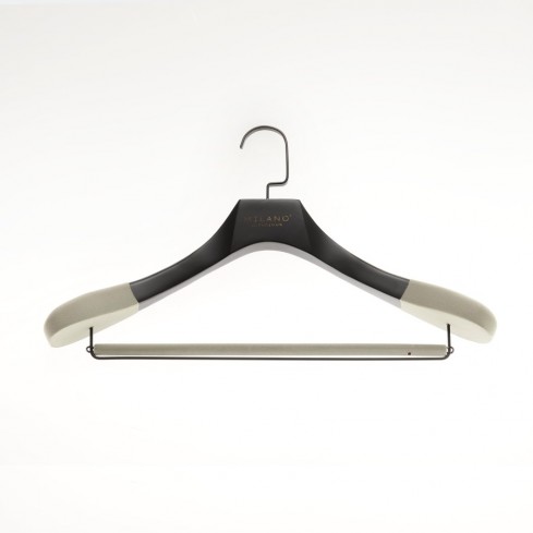 Porte-manteau avec porte-pantalon, crochet noir plat laqué antique 