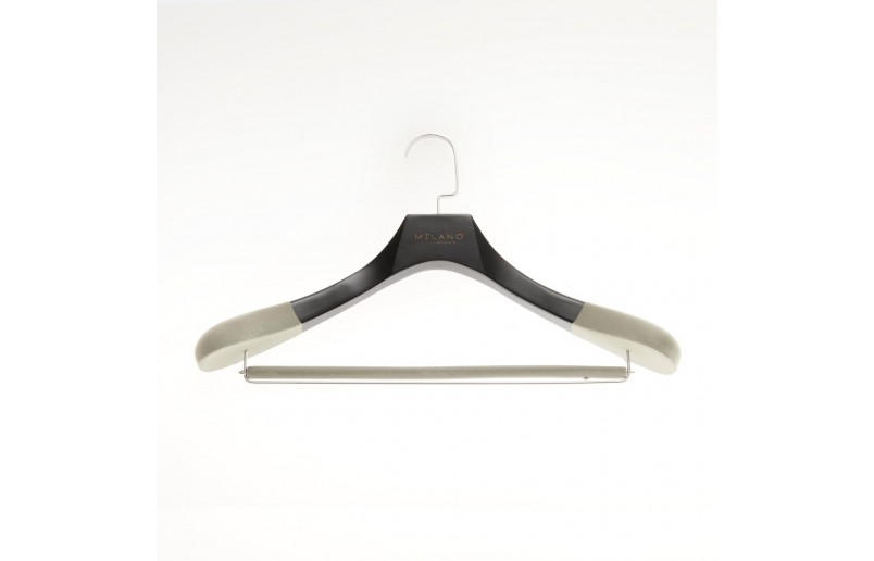 Porte-manteau avec porte-pantalon, crochet chromé plat laqué antique 