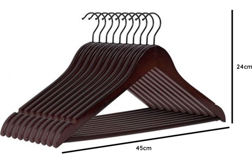 Cintre de qualité A, crochet noir laqué brun foncé 