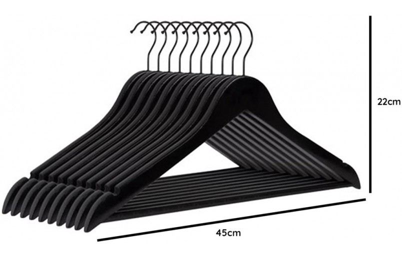 Cintre Bois de qualité A, laqué noir crochet noir 