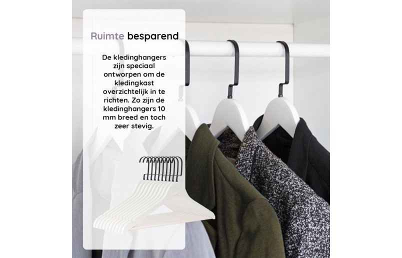 Clothes hanger A quality, white lacquered flat black hook 