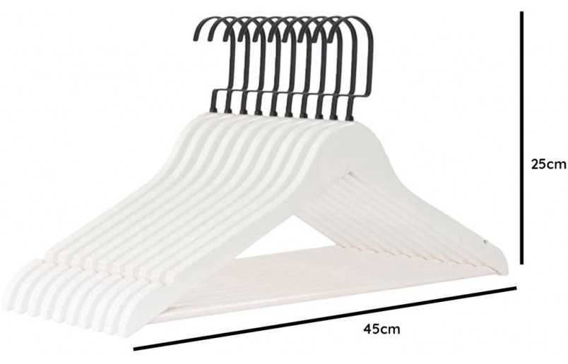 Clothes hanger A quality, white lacquered flat black hook 