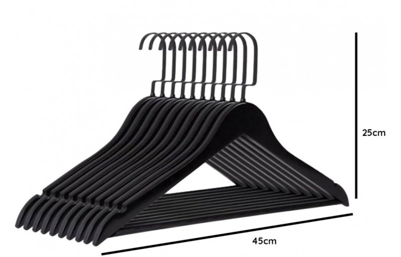 Kledinghanger A kwaliteit, antique gelakt platte zwarte haak 