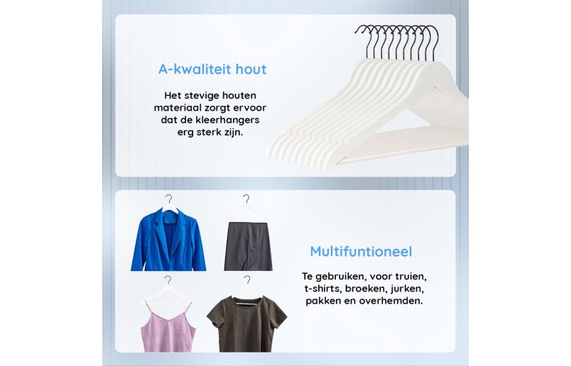 Cintre de qualité A, crochet noir laqué blanc 