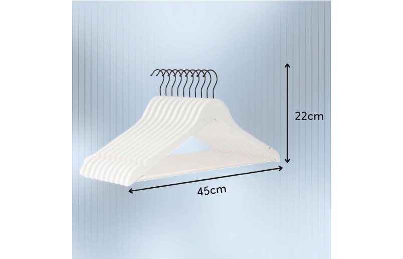 Cintre de qualité A, crochet noir laqué blanc 