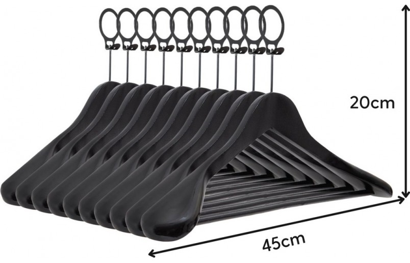 Cintre / cintre d'hôtel de qualité supérieure, laqué noir, avec anneau antivol