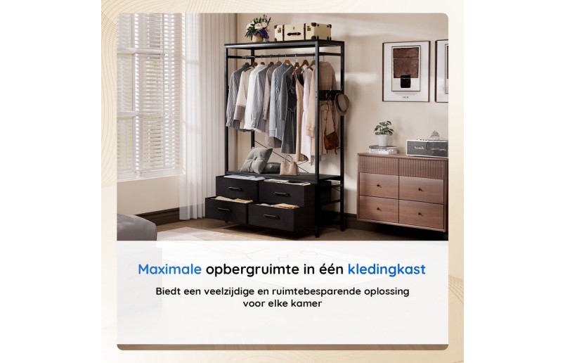 Casamoda Kledingkast - Kledingrek met 4 lades